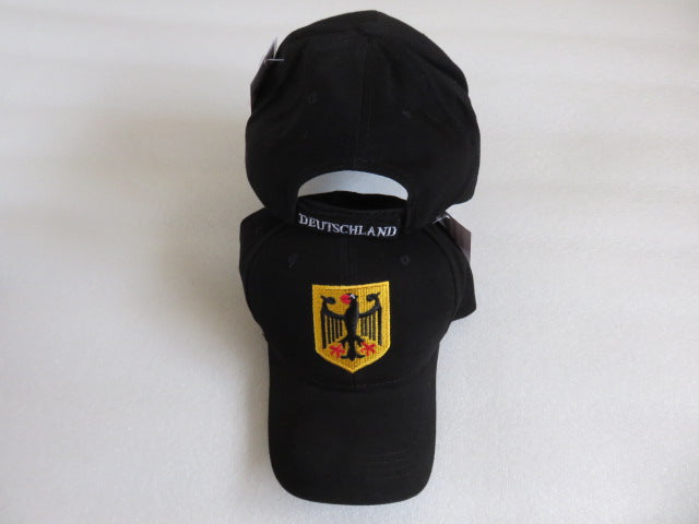 Germany Eagle Deutschland Country Letters Black Red Bill 3-D Embroidered Cap – Adjustable Strapback, Unisex
