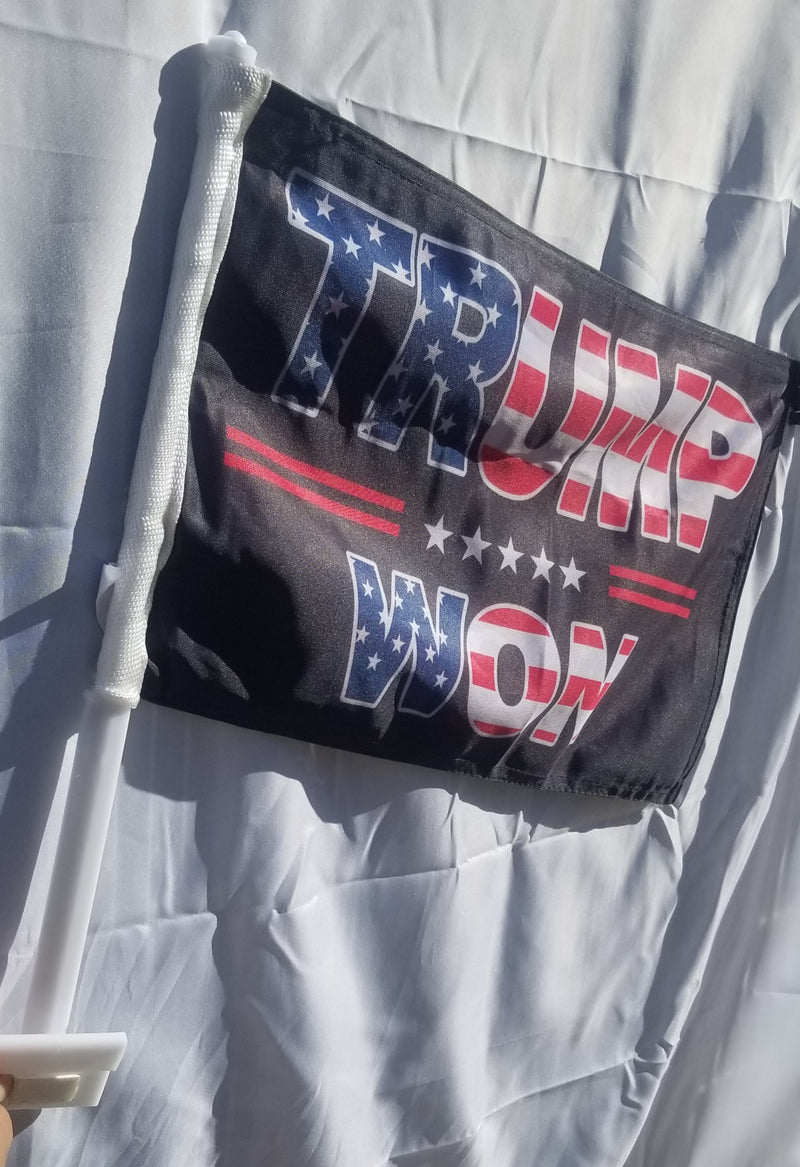 Trump Won USA 5 Stars 12"x18" Car Flag ROUGH TEX® Knit Double Sided 2024