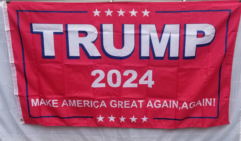Trump 2024 MAGA AGAIN Make America Great Again, Again Red Flags 3'X5' Flag ROUGH TEX® 100D