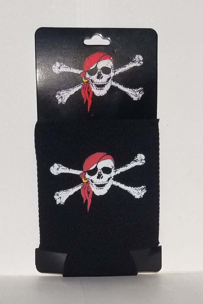 One Dozen Pirate Skull Red Bandana Can Holders Jolly Roger Koozies Skull & Bones