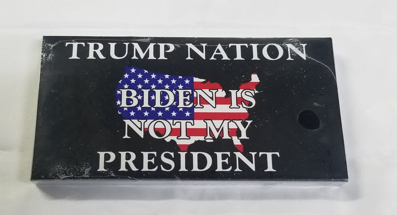 Trump Nation Biden is Not My President American Flag Bumper Stickers Made in USA Maga Nation 100% American 3.75"x7.5"