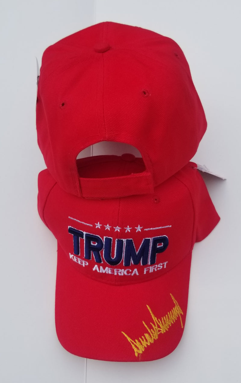 Trump Keep America First Caps 2024 5 Stars Gold Signature Red Embroidered Cap Limited Edition MAGA Nation Hat