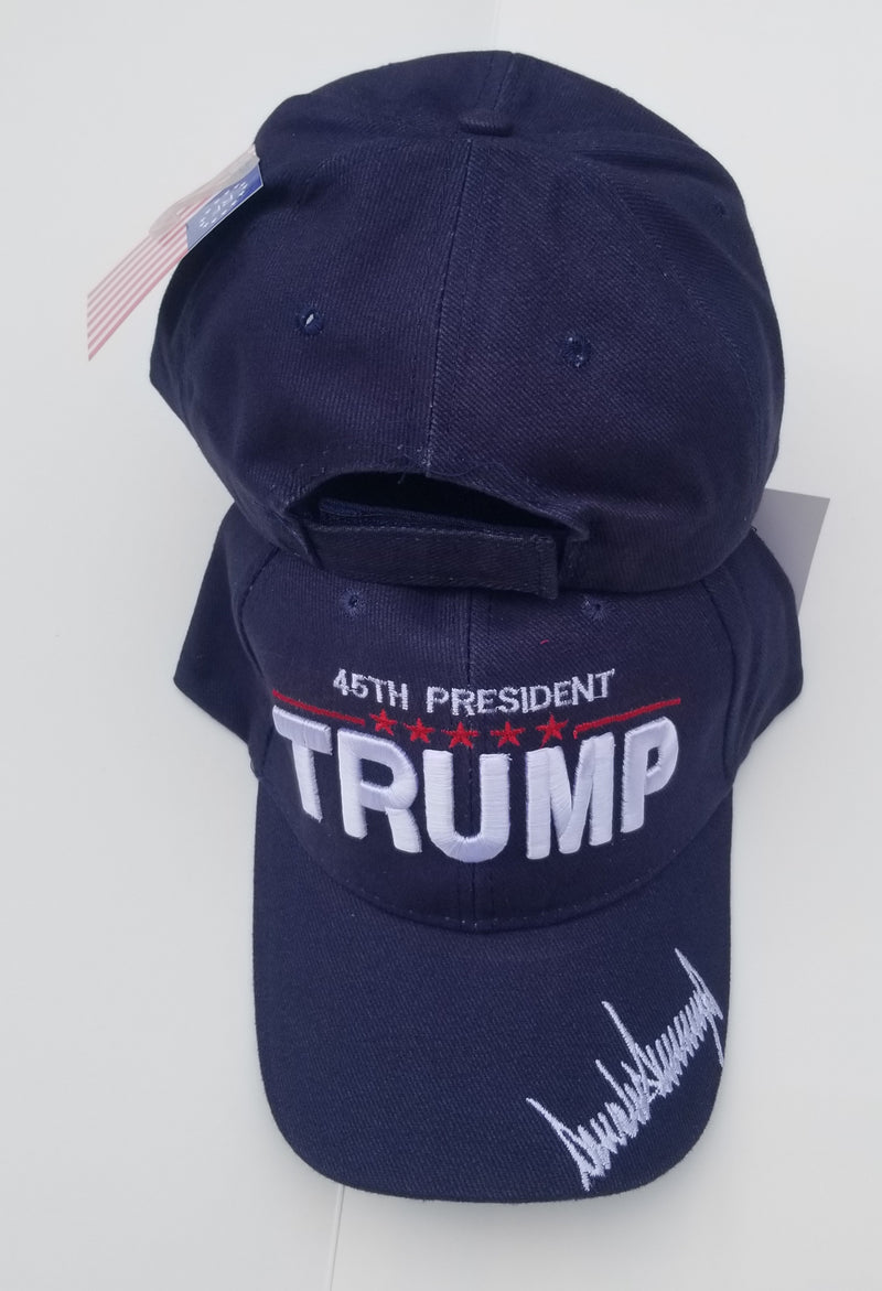 45th President Trump Signature Blue Embroidered Cap