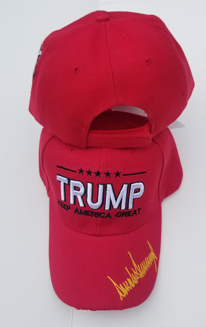 Trump Keep America Great Gold Signature Red Embroidered Cap 2024