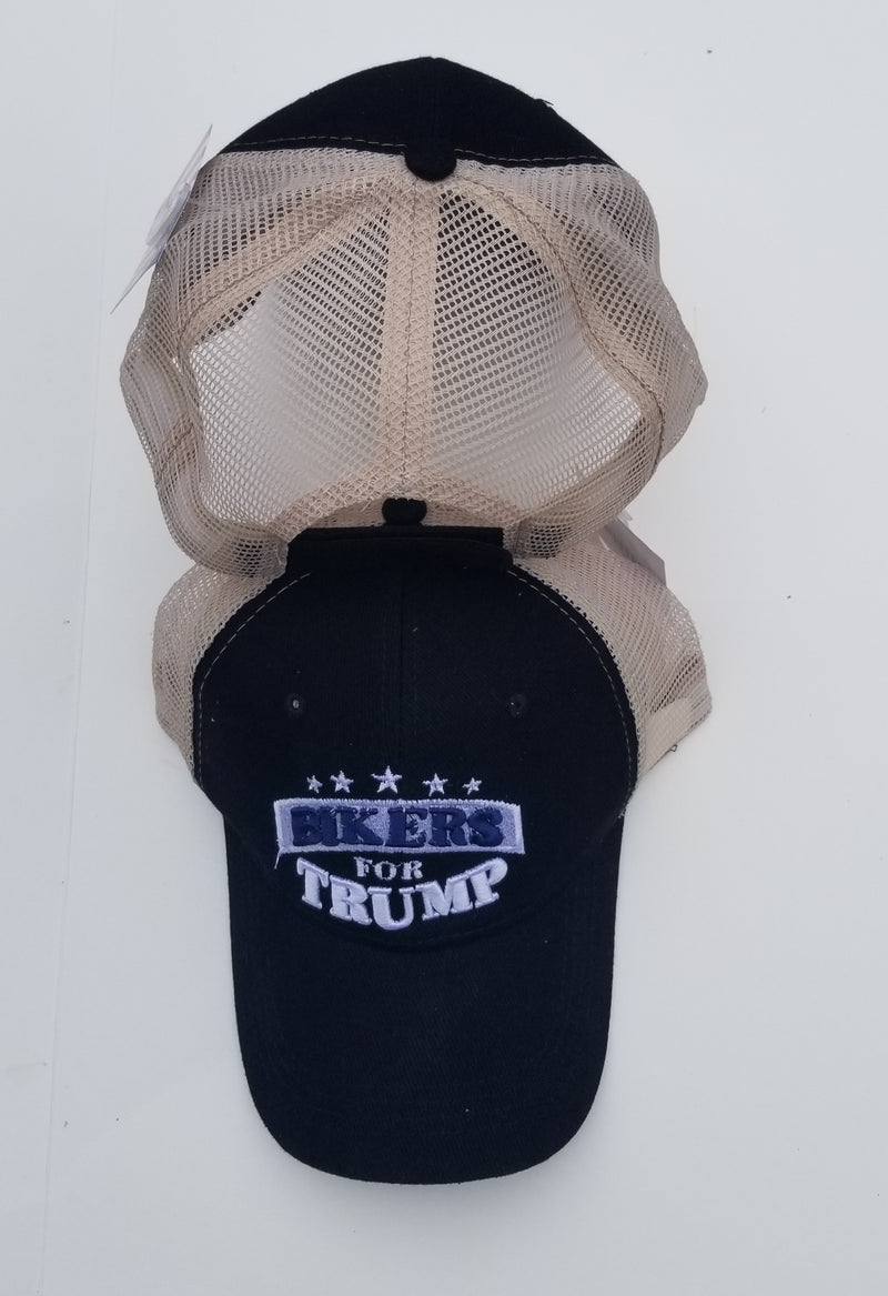 Bikers for Trump Embroidered Caps Trucker Style Mesh Back Navy Blue Limited Edition MAGA Nation Hat 2024