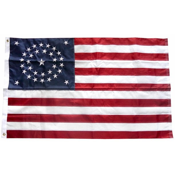 USA American 34 Stars Circle 3'X5' Embroidered Flag ROUGH TEX® 300D Nylon