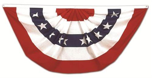 USA 3x6 Feet American Flag Sewn Pleats Bunting Fans 100% Rough Tex 68D 3'x6'