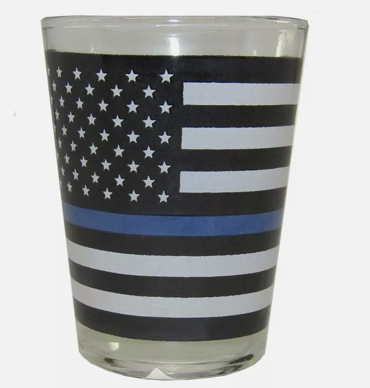 US Police Memorial Thin Blue Line Shot Glass