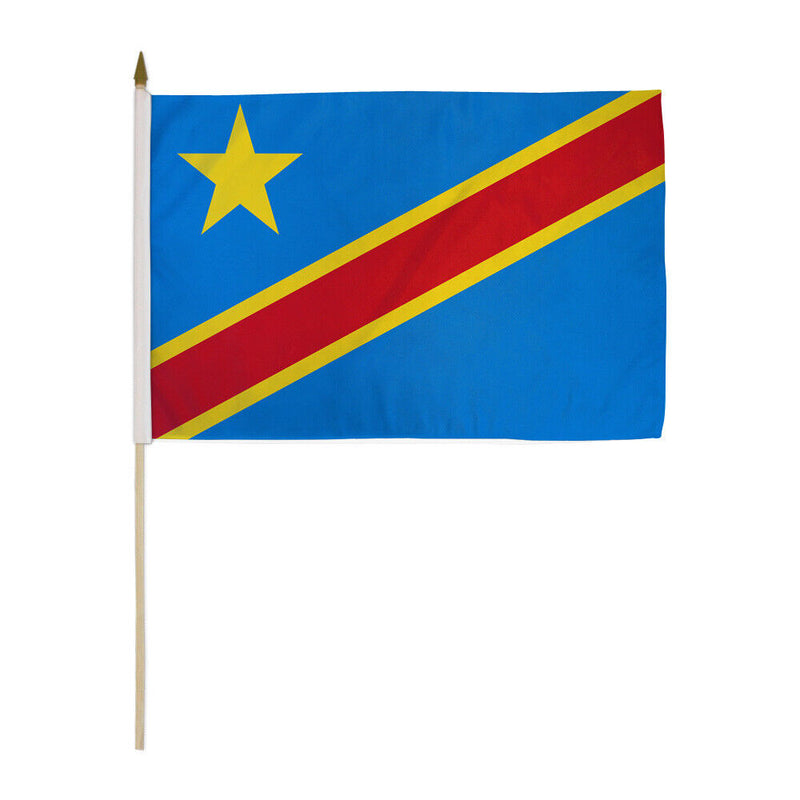 Democratic Republic of Congo 12"x18" Stick Flag ROUGH TEX® 100D 30" Wooden Stick