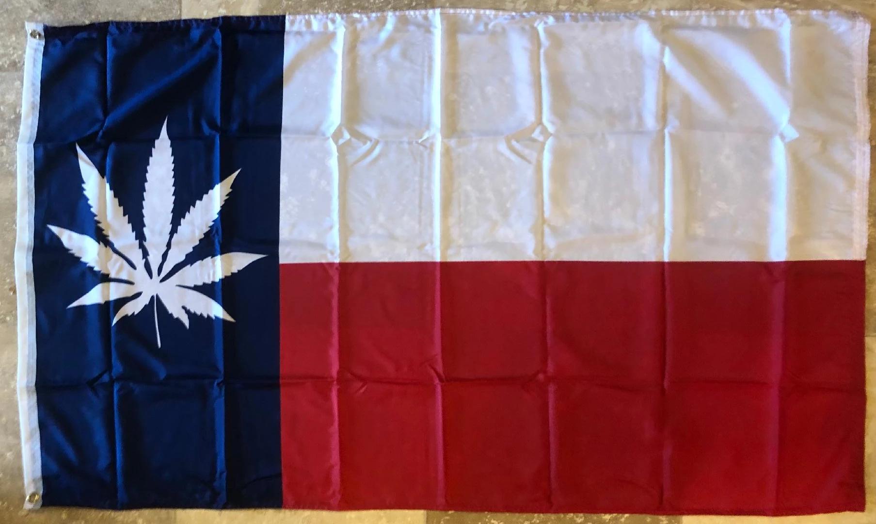 GREEN AMERICAN MARIJUANA LEAF ORGANIC FLAG 3X5 100D ROUGH TEX