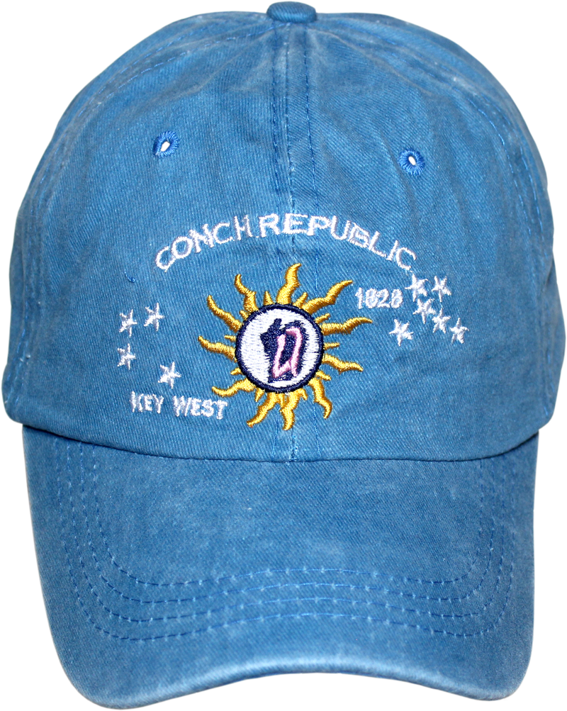 Conch Republic Key West Washed Blue Embroidered Cap
