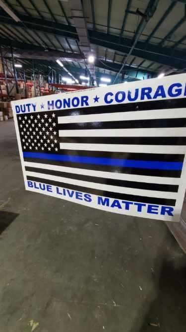 US POLICE MEMORIAL DUTY HONOR COURAGE DOUBLE SIDED YARD SIGN 14.5"X 23" inches