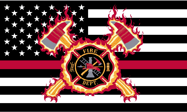US Fire Department Memorial Red Line Fire Axes 3'x5' Nylon Flag ROUGH TEX® 68D