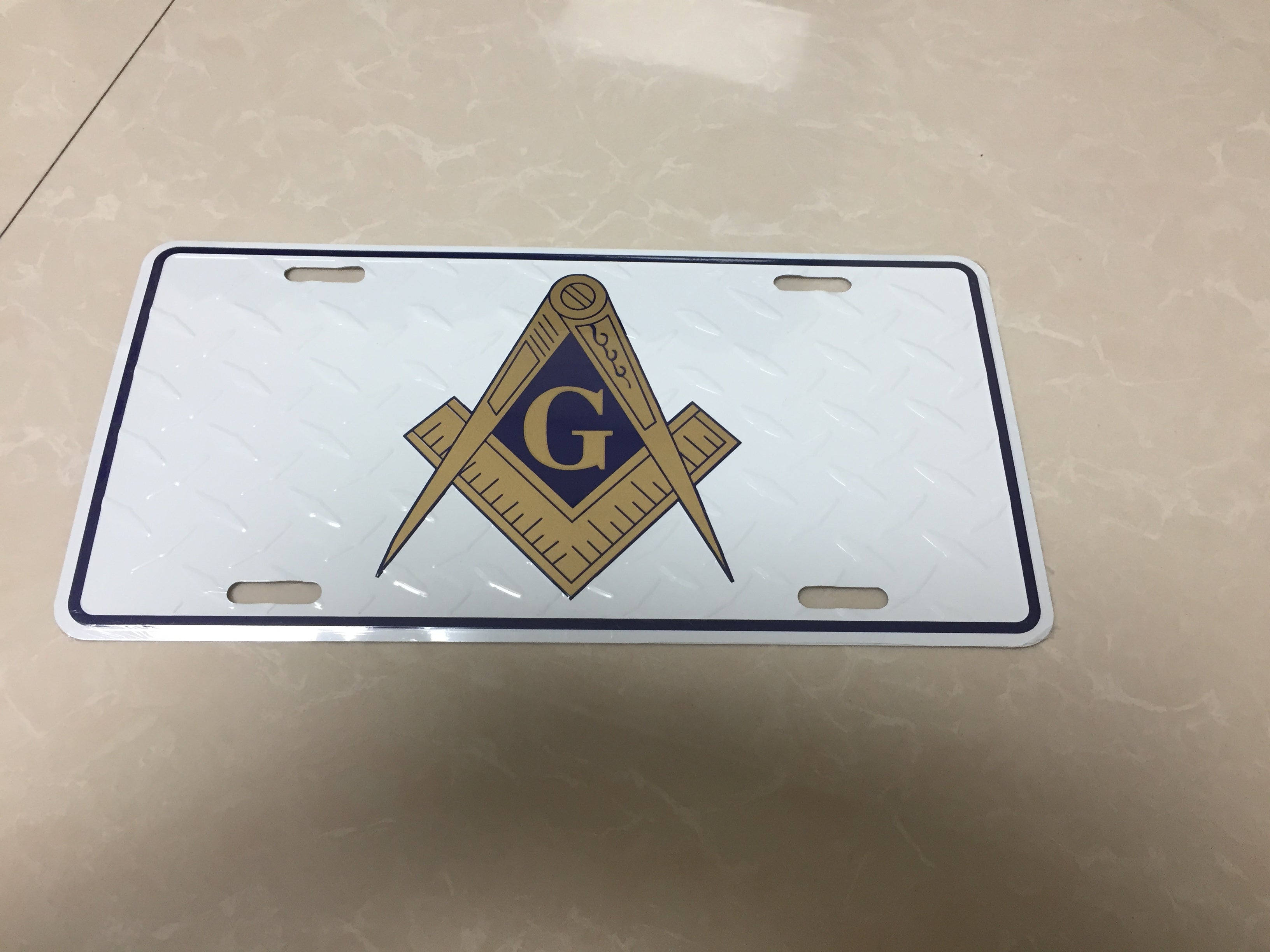 thumbnail image 2 of 6x12 Inch Front Plate Freemason Logo Aluminum License Plate - 6x12 2 of 14