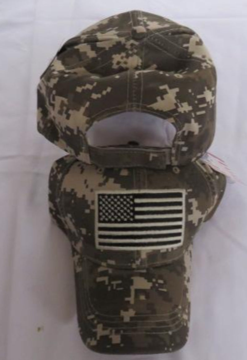 Military Camo American USA Flag Black Olive USA Flag Cap Embroidered Hat