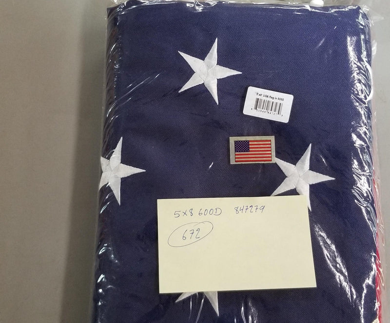 American 5'X8' U.S.A. Flag With Embroidered Stars & Stripes 100% Rough Tex® 600D