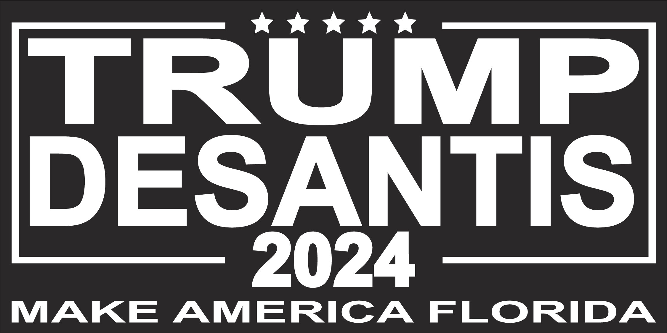 TRUMP DESANTIS 2024 MAKE AMERICA FLORIDA Black Bumper Sticker United S