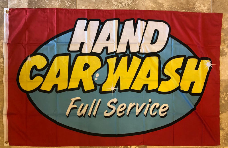 Hand Car Wash Full Service 3'x5' 100D Flag Rough Tex ® Business Flag