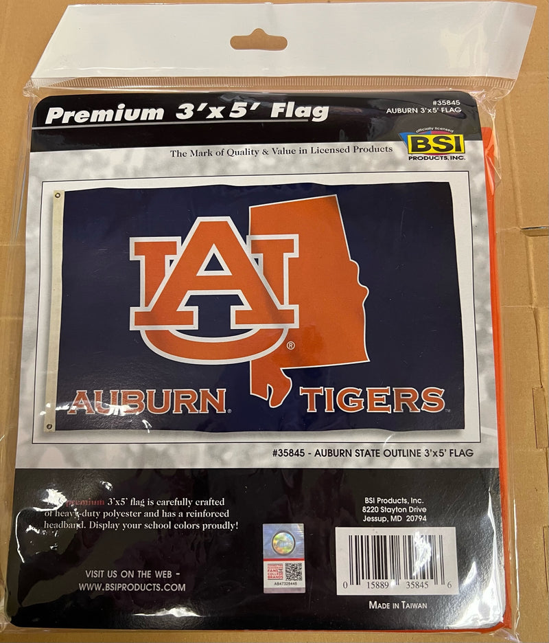 Auburn University Auburn Tigers 3'x5' Officially Licensed Premium Heavy Duty Polyester Flag