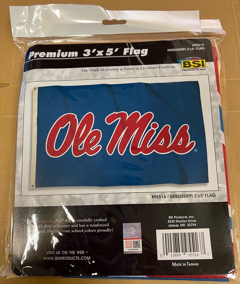University of Mississippi Ole Miss Blue 3'x5' Officially Licensed Premium Heavy Duty Polyester Flag