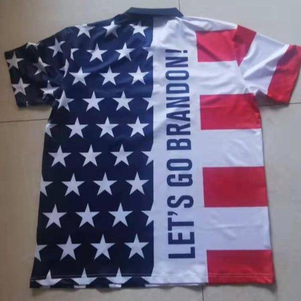 Let's Go Brandon American Flag Great Polo Shirt 2024 USA design LGB M, L, XL, XXL, XXXL Trump FJB