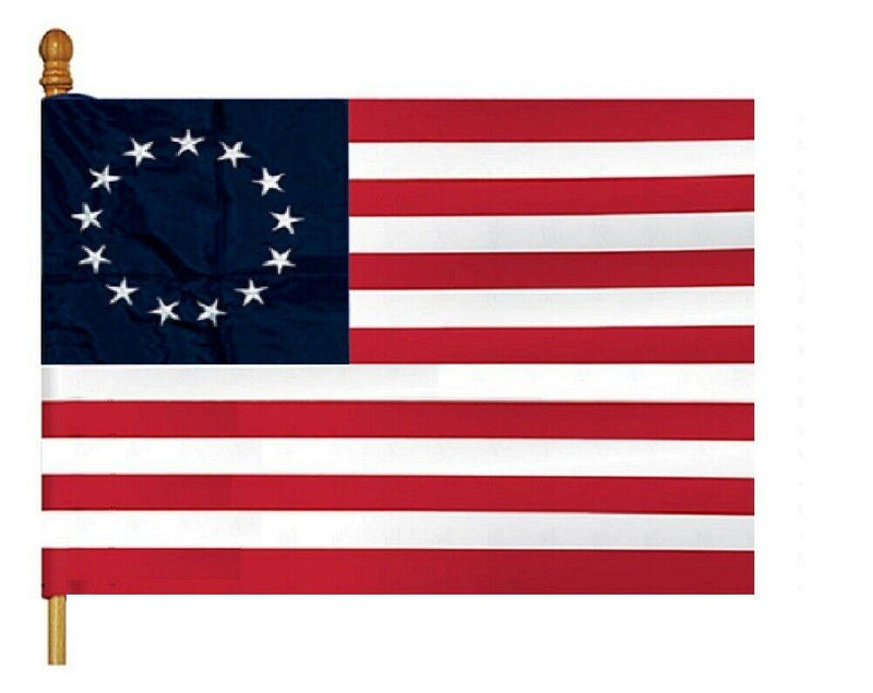All American Betsy Ross Banner 5' Foot 1" Diameter Hard Wood Flag Pole Set Wood Ball Top