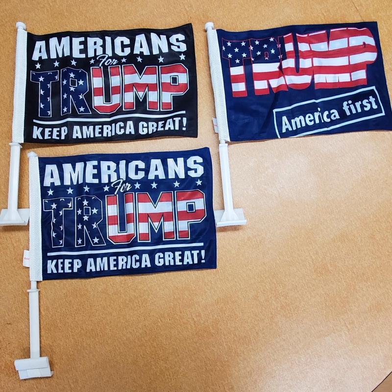 TRUMP ASSORTED CAR FLAGS AMERICA FIRST KEEP AMERICA GREAT AMERICANS FOR TRUMP
