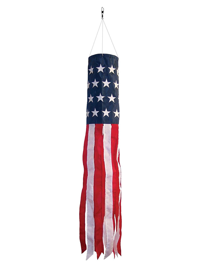 American Flag USA WindSock Embroidered Stars 60" Long Stripe Tails 210D