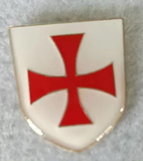 Knight Templar Shield White Lapel Pin Christian Cross
