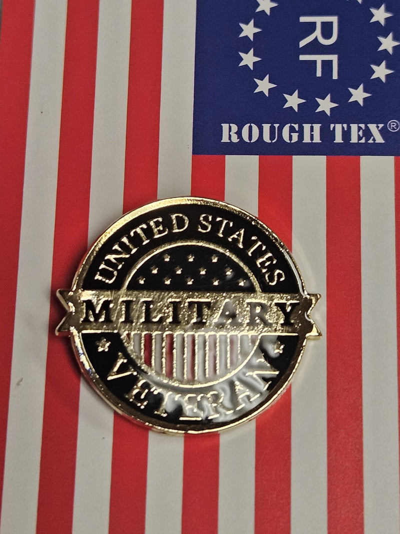 US Military Veteran Round Lapel Pin