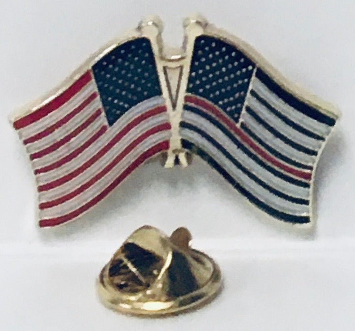 USA & USA Red Line Friendship Lapel Pin