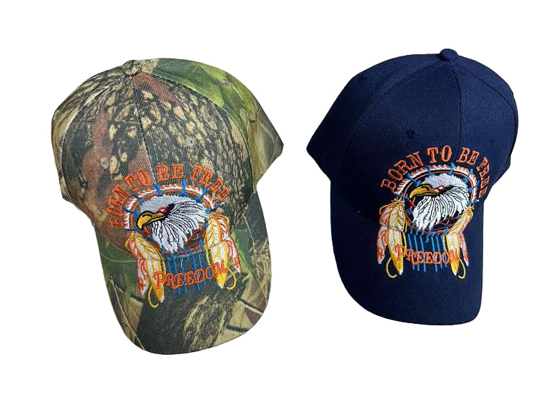 Born To Be Free Eagle Embroidered Cap