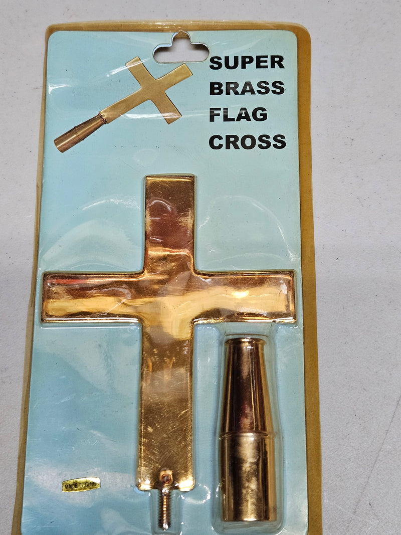 Super Brass Flag Christian Cross Indoor Flagpole With adapter 1" or 1.25" Pole Diameter Ornaments