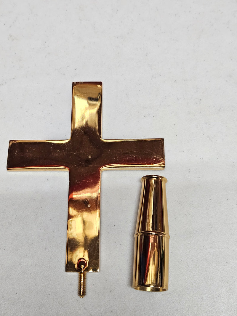 Super Brass Flag Christian Cross Indoor Flagpole With adapter 1" or 1.25" Pole Diameter Ornaments