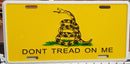 Gadsden Auto Tag Yellow license plate Don't Tread on Me Aluminum Embossed Auto Tags