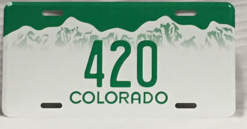 Colorado Rocky Mountains Automobile Tag 420 Colorado Embossed Aluminum License Plate