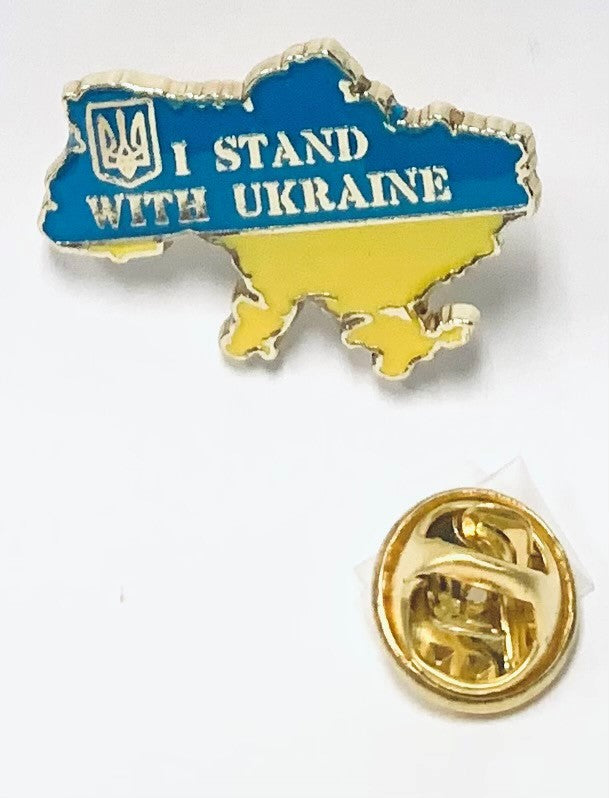 I Stand With Ukraine Map Lapel Pin