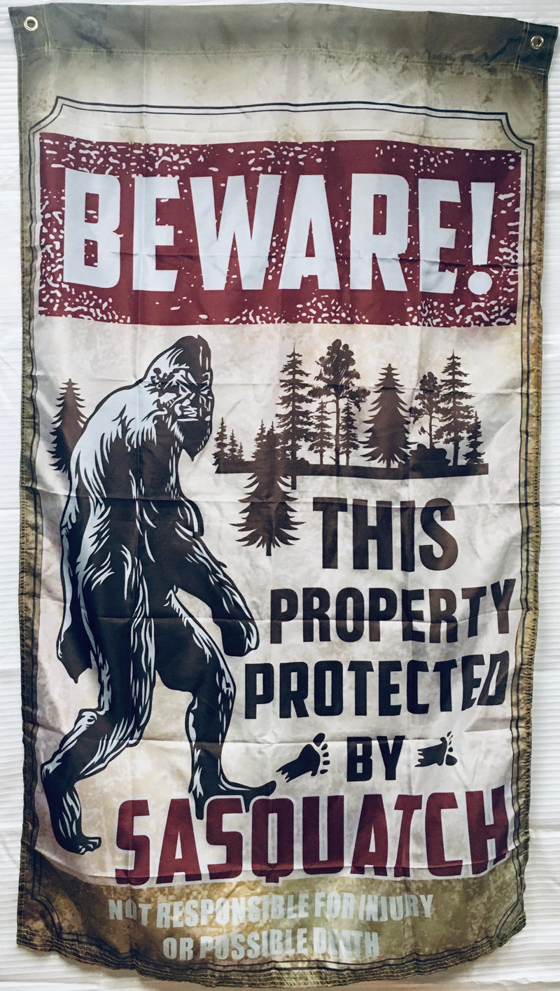 Beware Sasquatch 3'X5' Flag ROUGH TEX® 100D with Sleeve and Grommets Big Foot