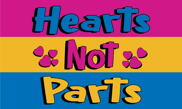 Hearts Not Parts Pansexual 3'x5' Flag ROUGH TEX® 68D Nylon