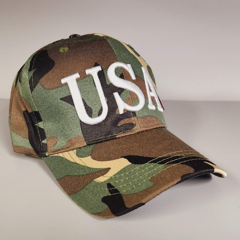 USA White Camo Embroidered Cap