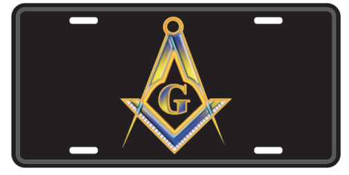 Masonic Black Embossed License Plate Masons Blackout Auto Tag