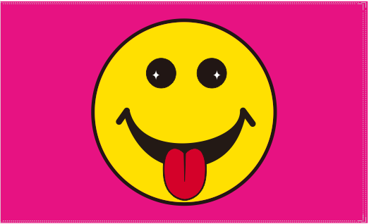 Smiley Tongue Pink 3'x5' Flag ROUGH TEX® 100D
