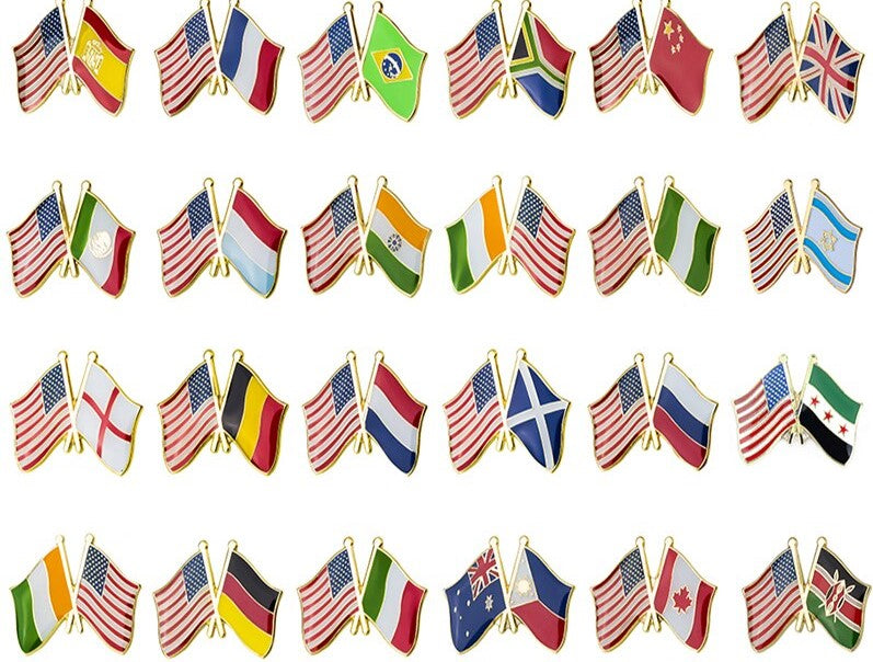 Assorted USA American Friendship Pins United Nations Country Lapel Pins Choose 12 or 100 Lot
