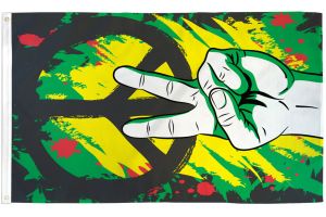 Peace Graffiti Green 3'x5' Flag ROUGH TEX® 68D Nylon with Sleeve & Grommets