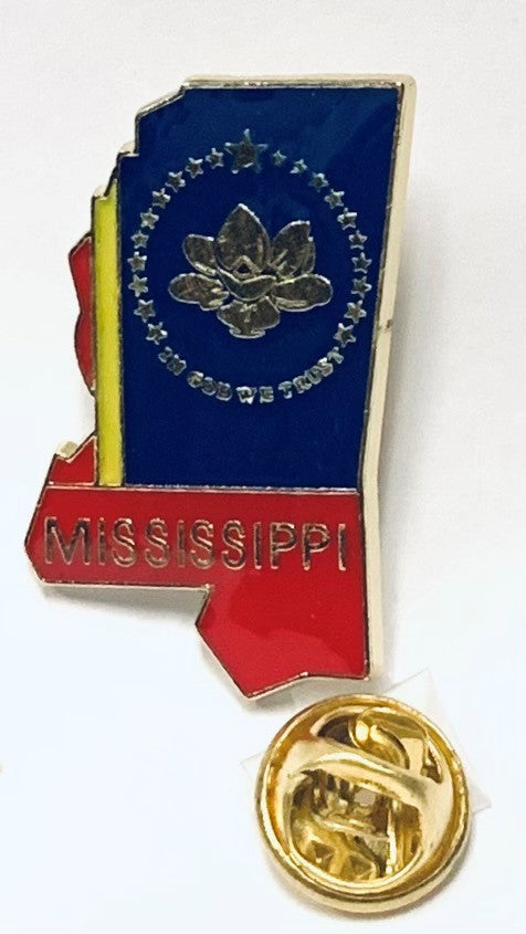 New Mississippi State Map Lapel Pin