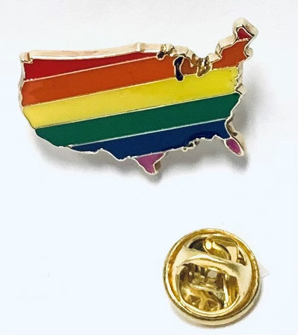 USA Rainbow Map Lapel Pin