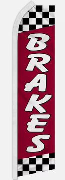 Brakes Red Checkered 11.5'x2.5' Half Sleeve Swooper Flag Rough Tex® Knit Feather