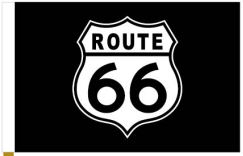 Route 66 Black 12"x18" Stick Flag ROUGH TEX® 100D 30" Wooden Stick