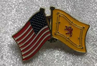 USA & Scotland Royal Lion Friendship Lapel Pin Scottish American