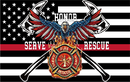 Honor Serve Rescue US Fire Memorial 3'x5' Flag ROUGH TEX® 100D